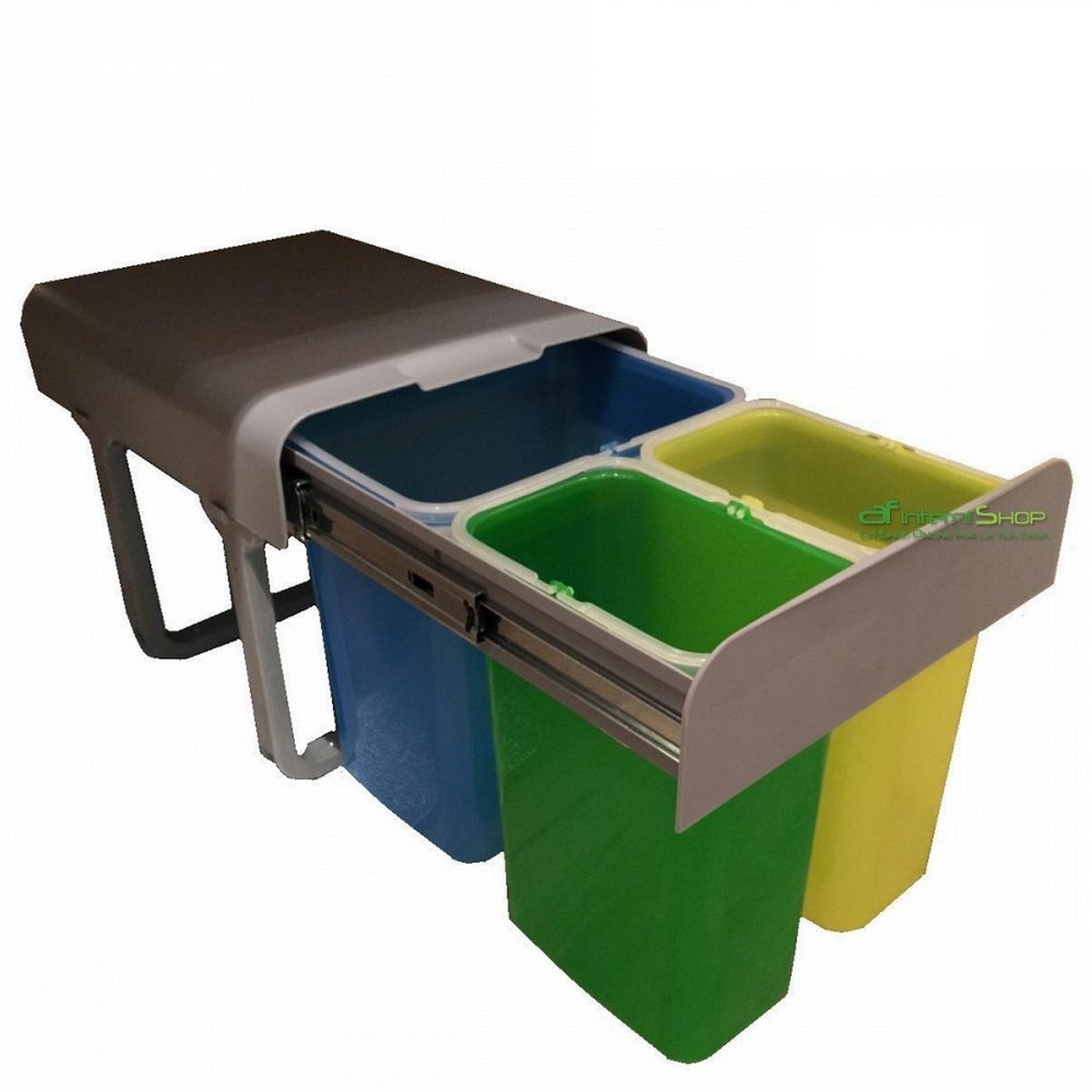 EKKO kitchen bin with 3 buckets of 2x8 and 1x16 liters